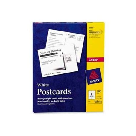 AVERY Avery® Laser/Inkjet Post Card, 5-1/2" x 4-1/4", Matte, White, 200 Cards/Box 5689